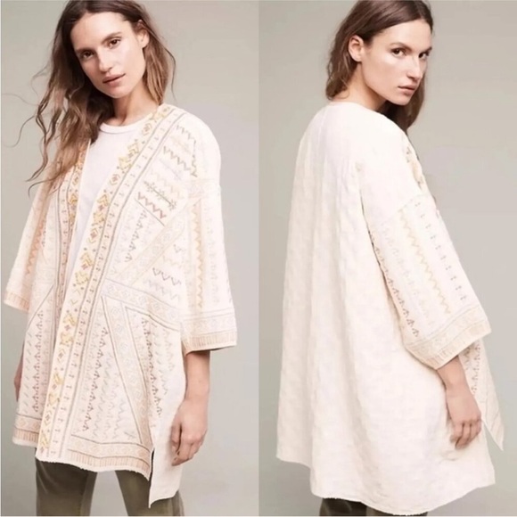 Anthropologie Blank London Paloma Embroidered Kimono Jacket OS Multicolor - Picture 2 of 14